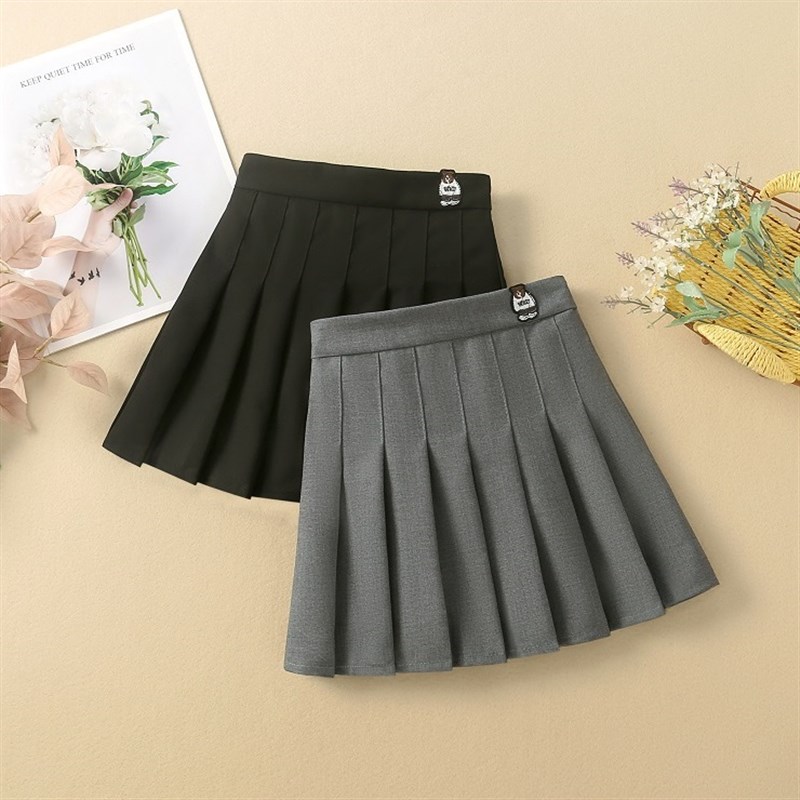 女童百褶西装半身裙春夏2023新款中大童洋气JK百搭短裙宝宝学院裙