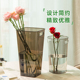 深水醒花桶家用透明压克力鲜花桶带把手法式 花店专用大号塑料花瓶