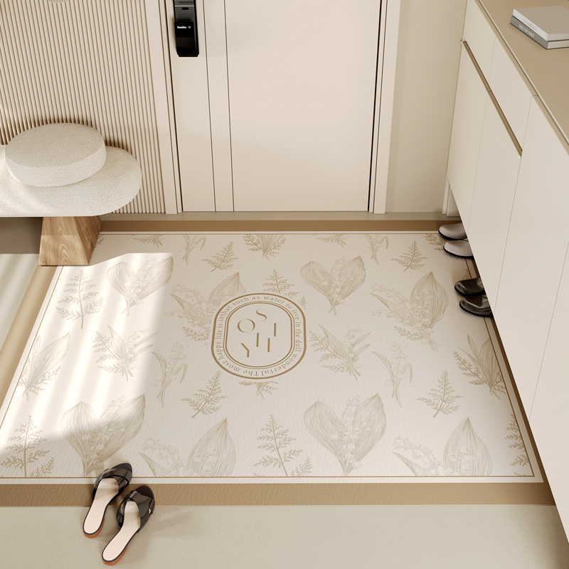 复古奶油风入户门地垫皮革进门脚垫家用门厅垫子门口防滑防水地毯