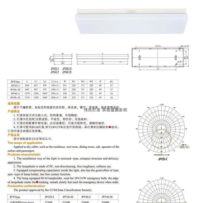 海星海事JPY20-2/2E船用荧光蓬顶灯嵌入式甲板照明灯罩20W/CCS证