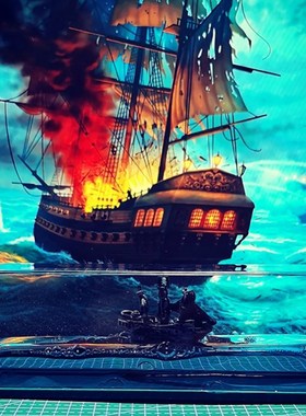 游轮流体漂流瓶桌面摆件永不沉没翻船泰坦尼克号邮轮男女生日礼物