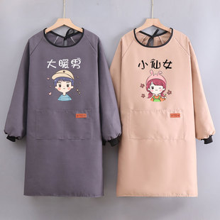 2022新款帆布长袖罩衣家里家外围裙女家用厨房做饭男工作定制logo