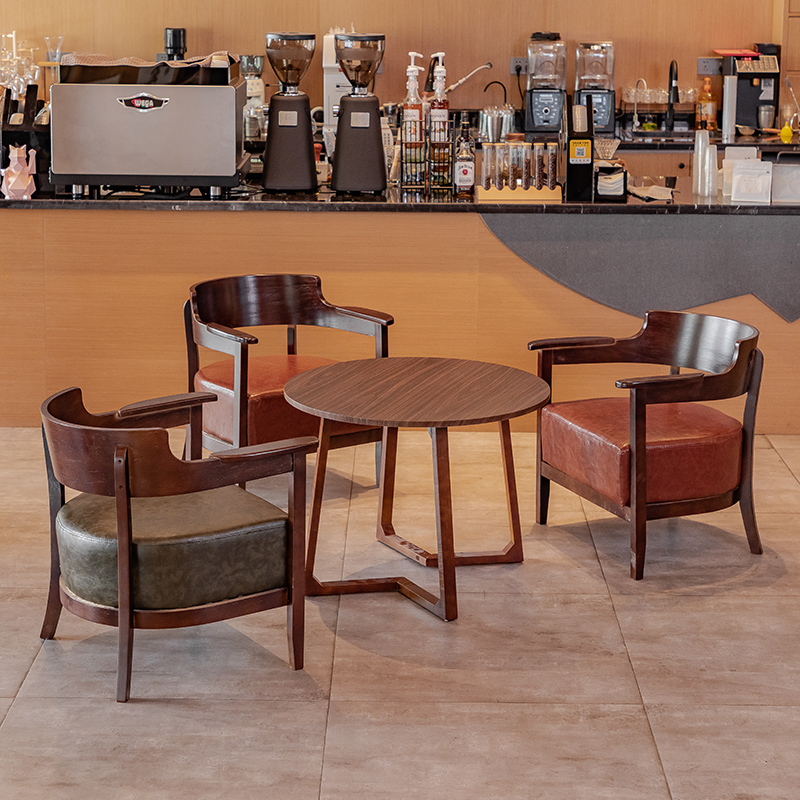 简约实木休息区会客沙发商务接待洽谈办公室休闲茶几组合店面桌椅