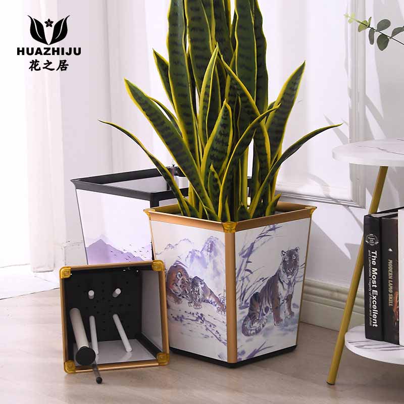 客厅装饰中式动物花盆客厅室内造景大厅卧室创意摆件自动吸水花盆