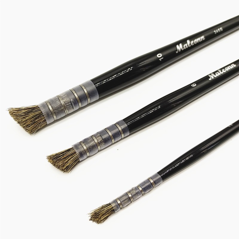 玛琅画笔345涂抹刷水彩风景野猪鬃画笔油画丙烯共用树叶金叶斜笔
