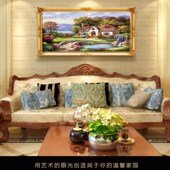 花园风景酒店山水挂画 饰画美式 欧式 手绘油画沙发背景墙客厅饭厅装