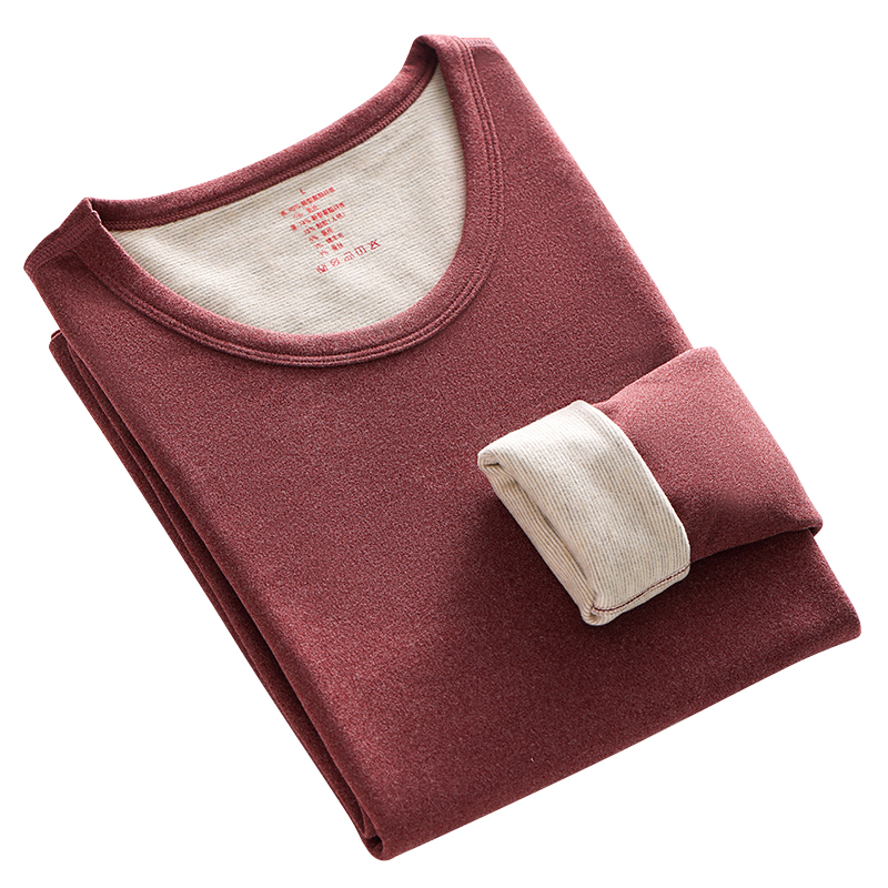 蚕丝羊毛保暖内衣女套装德绒自发热加绒秋衣秋裤冬季内穿打底美体