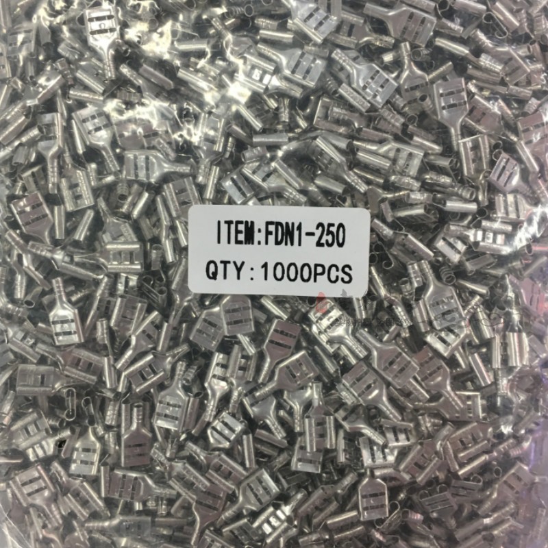 FDN1-250接线端子 冷压端子6.3 插簧式预绝缘端子 铜鼻子 1000只