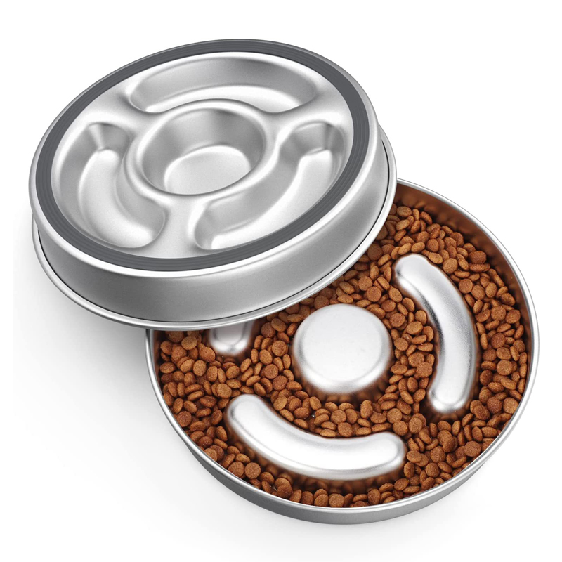 宠物吃饭粮食碗不锈钢大号碗柯基法斗柴犬防打翻大型犬狗碗慢食盘