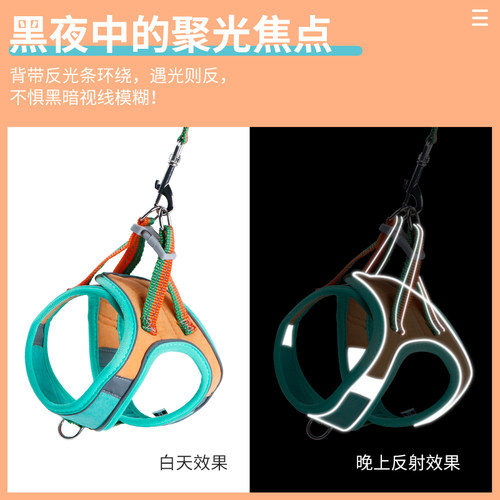 猫咪牵引绳溜猫背心式胸背带时尚撞色外出防挣脱遛猫绳猫链子宠物