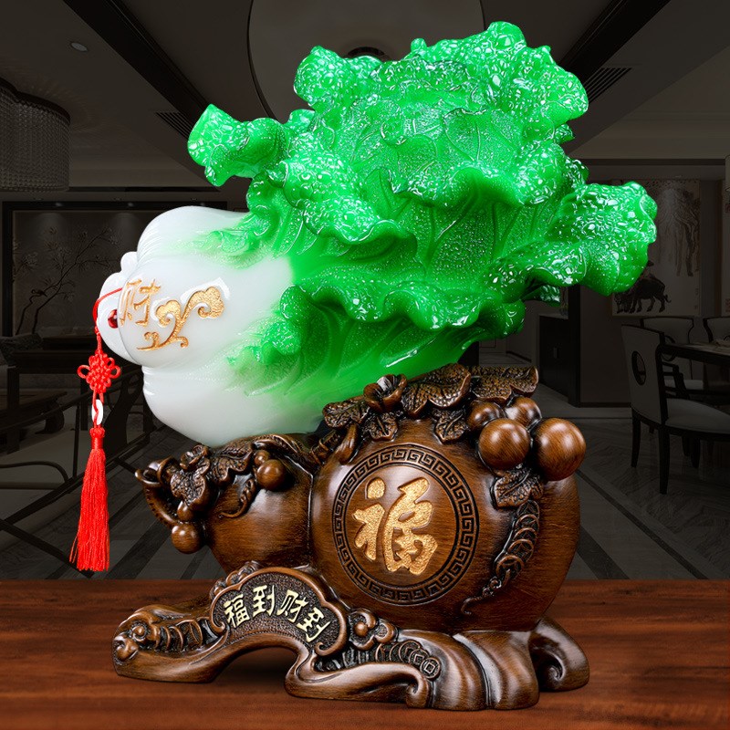 新中式百招财玉白菜新房子客厅电视柜酒柜家居乔迁之喜装饰品摆件