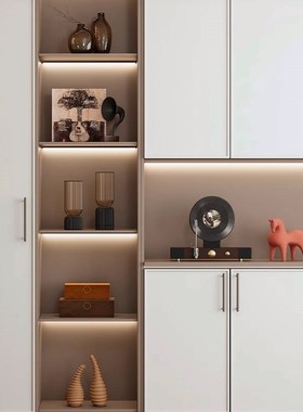 大地色高级感酒柜摆件高档客厅玄关柜餐边柜壁龛小众软装艺术摆设