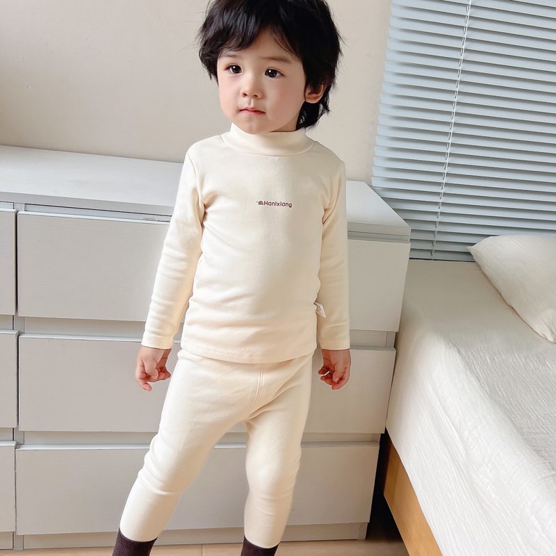 宝宝秋衣秋裤全棉半高领婴幼儿童保暖内衣套装纯棉打底男女童睡衣