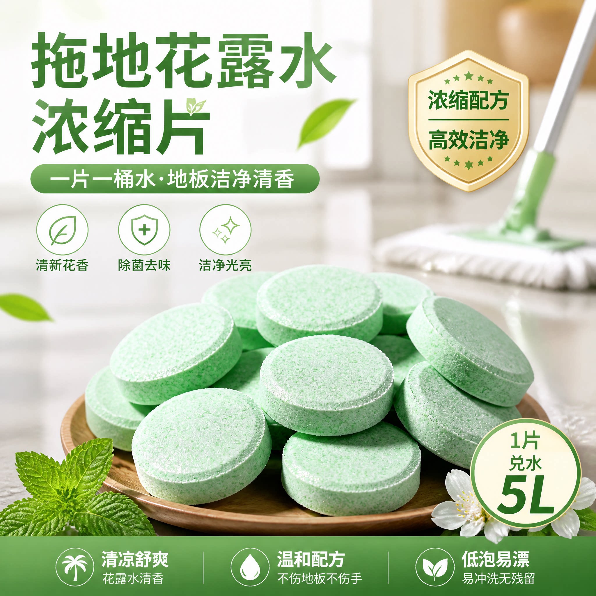 高浓缩强效拖地专用花露水泡腾片防蚊虫家用宿舍宾馆酒店驱蚊水拖