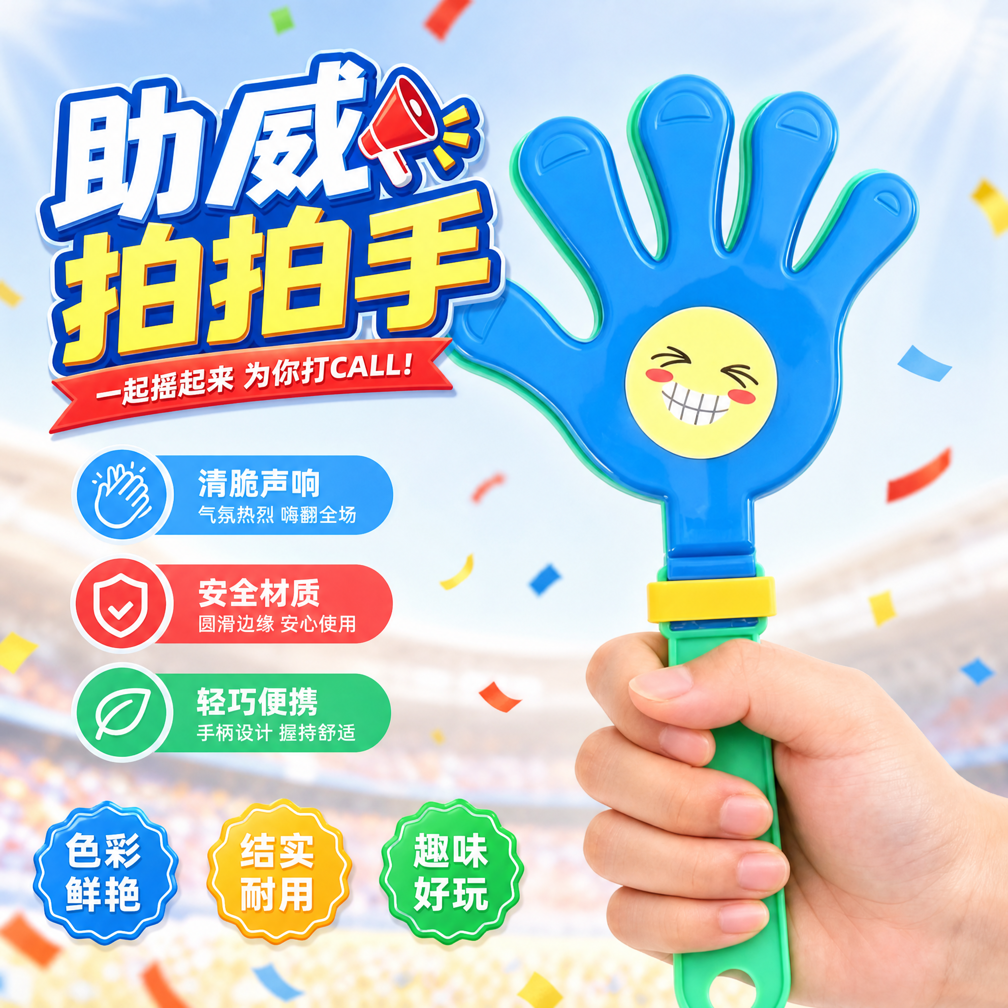 手拍拍手器玩具拍拍巴掌地推活动小礼物发光手掌塑料笑脸鼓掌助威