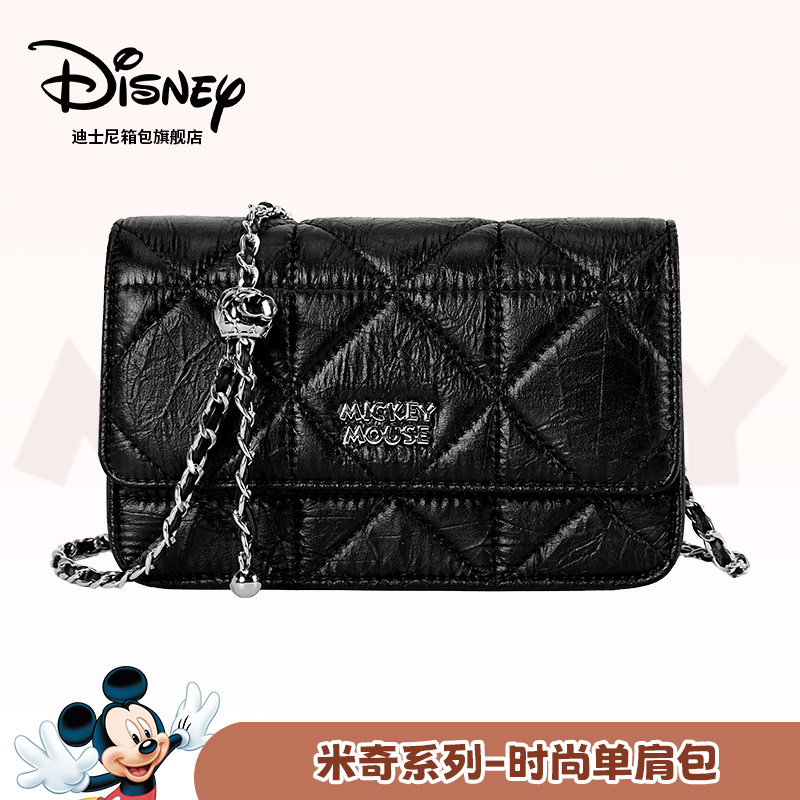 迪士尼斜挎包女包2025新款上班通勤单肩时尚百搭高级感菱格链条包