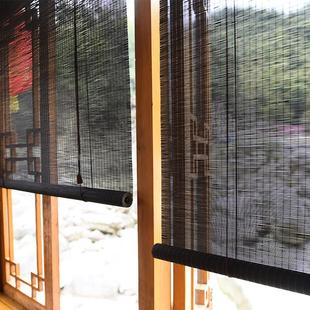 复古禅意装 定制窗帘卷帘竹帘遮光升降门帘子隔断中式 饰百叶遮阳