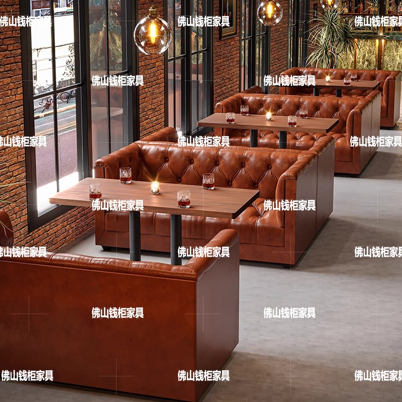 复古酒吧沙发高档清吧酒馆音乐餐吧西餐厅奶茶店咖啡厅桌椅