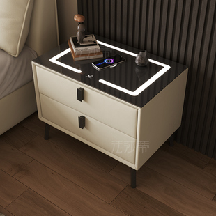 法莎蒂智能床头柜充电现代多功能床边柜单拍