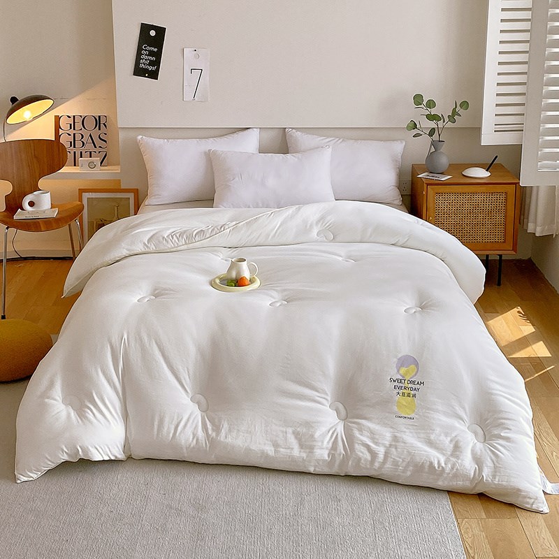 非常柔软小提花生态滋润大豆纤维春秋被冬被白色被芯被子加厚