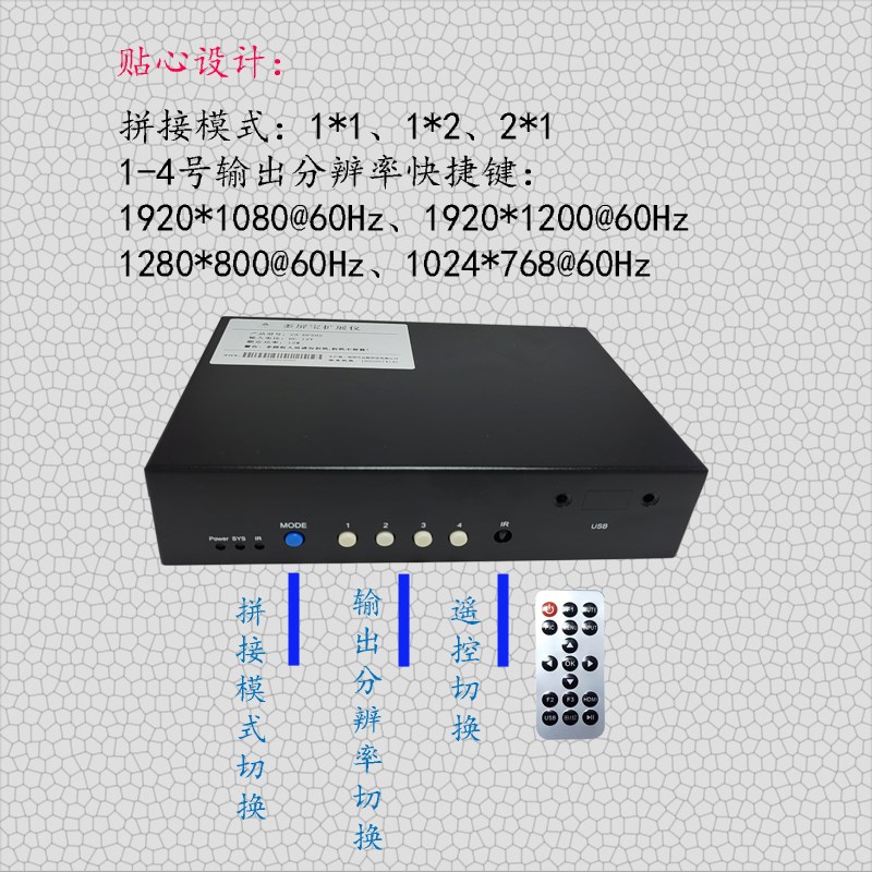 众辉2通道多屏宝扩展仪投影融合输入出点对不变形拼接器炒投专用