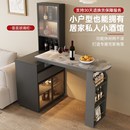 轻奢岩板吧台桌酒柜一体家用客厅可伸缩实木带插座沙发吧台隔断柜