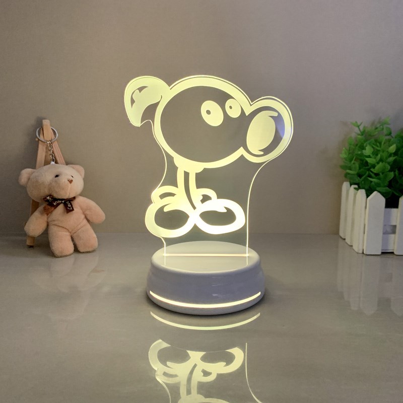 植物大战僵尸3D视觉小夜灯豌豆射手向日葵周边六一儿童节玩具礼物