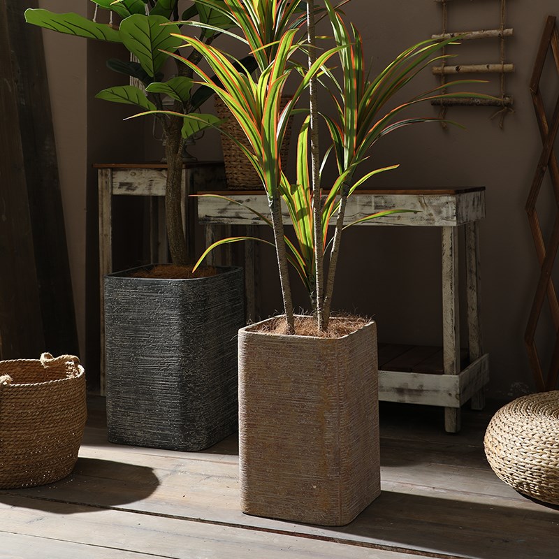 大型户外落地镁泥花盆做旧方形高款大号琴叶榕柠檬树绿植客厅阳台