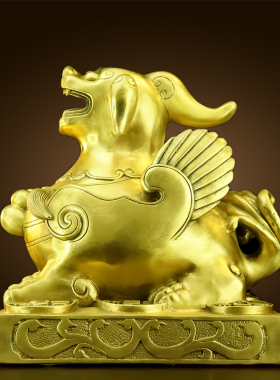 铜貔貅摆件纯铜皮休招财皮丘家居客厅店铺装饰品坐貔貅开业送礼品