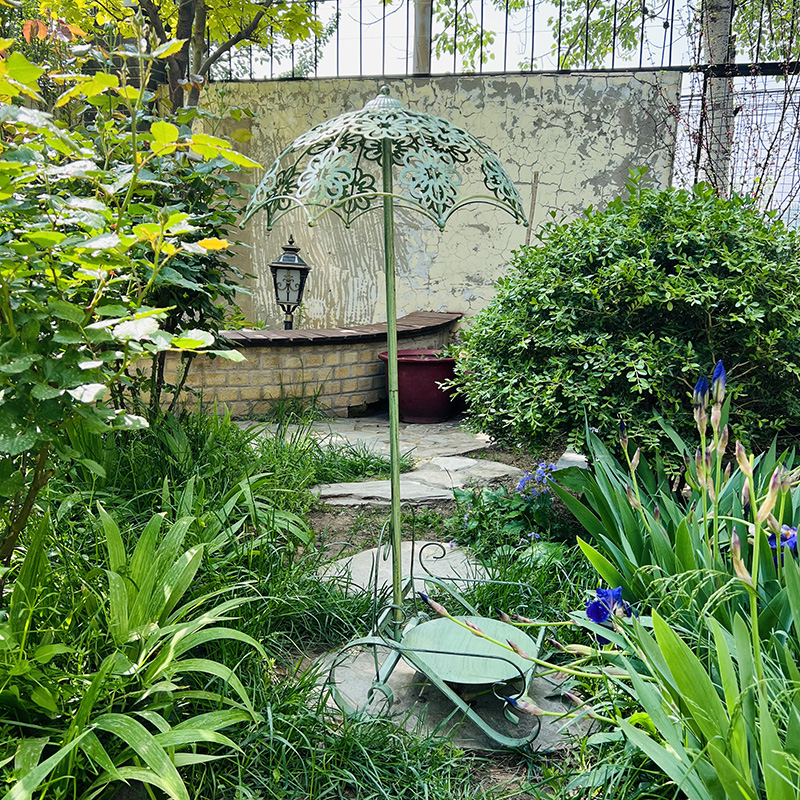 美式乡村复古铁艺雨伞装饰花架 花园阳台室内户外庭院落地花盆架