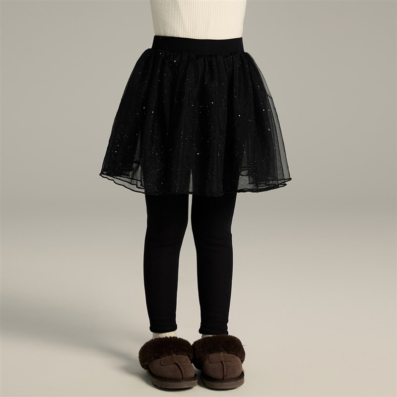 沫沫童装女童网纱裙裤2024秋冬季新款儿童打底裤一体加绒裤子加厚