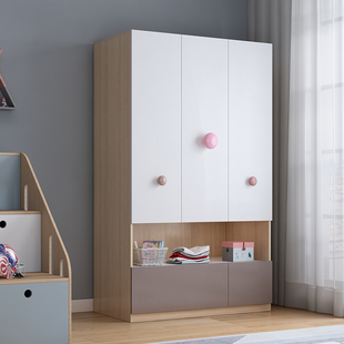 可比熊实木儿童衣柜男孩女孩收纳柜家用卧室小衣橱分类隔层储物柜