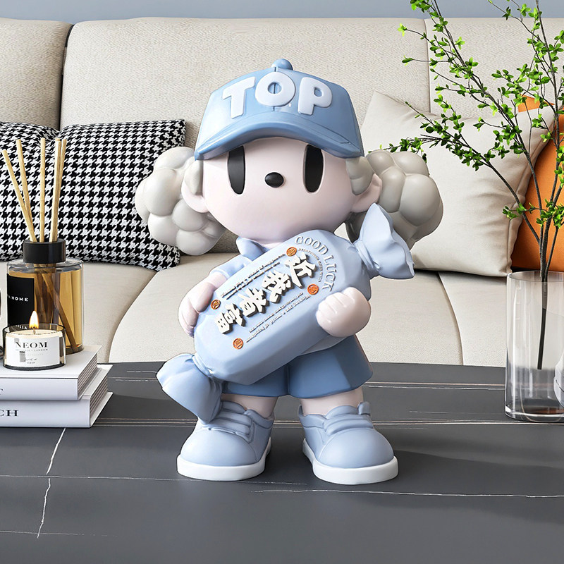 奶油风招财女孩摆件客厅电视柜酒柜玄关家居装饰品生日乔迁礼物