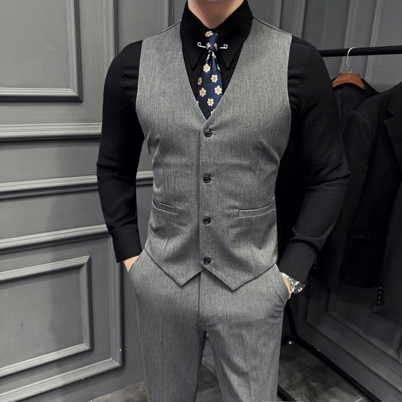 酒吧KTV足浴店餐饮台球厅服务员工作服男士修身西装马甲裤子套装