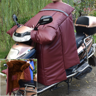 踏板摩托车挡风被冬季保暖护膝125助力车挡风男女PU皮防水防风罩