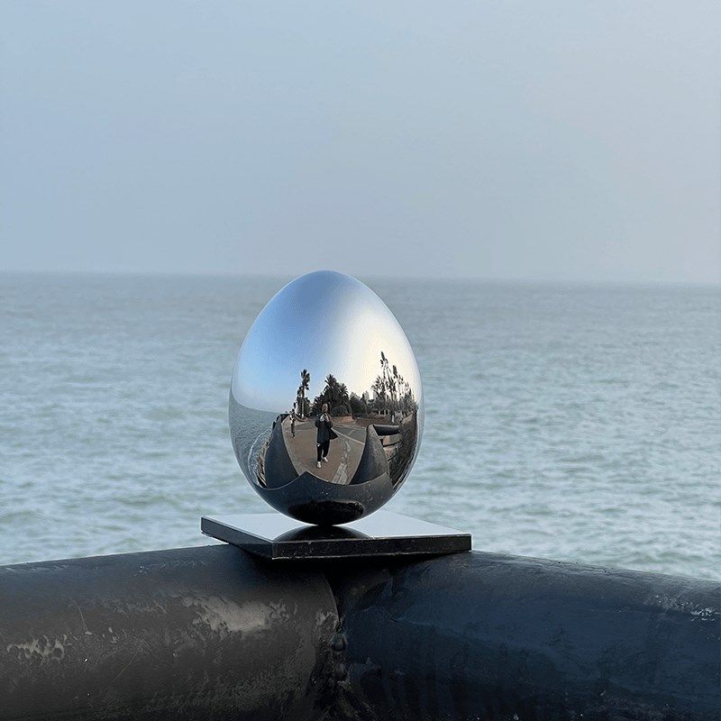 轻奢桌面办公室高端不锈钢镜面不倒翁金属鸡蛋礼品摆件工艺装饰品