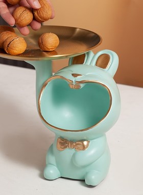 创意招财猫托盘摆件钥匙收纳入户玄关鞋柜茶几装饰品乔迁送礼