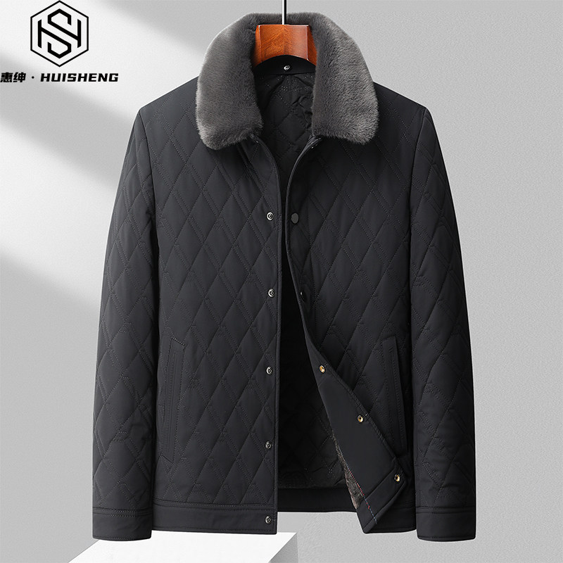 爸爸秋冬季棉衣中年男士冬装外套50岁60老人爷爷加绒加厚保暖棉服