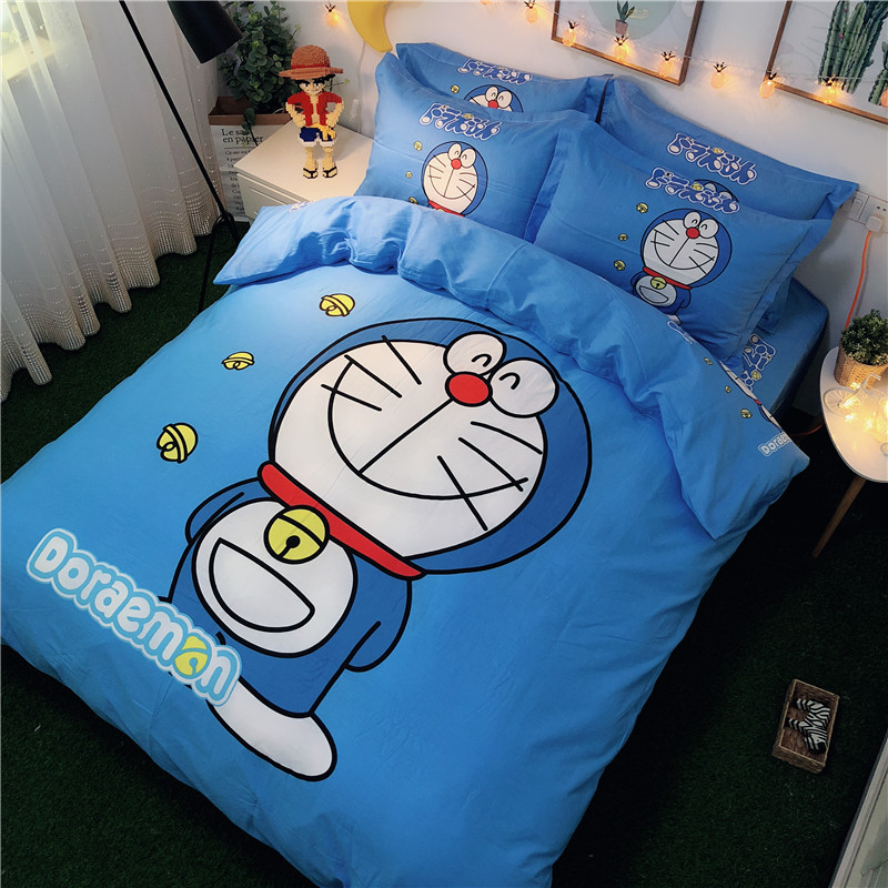 磨毛四件套卡通儿童床上用品男孩女孩可爱学生宿舍被套床单三件套