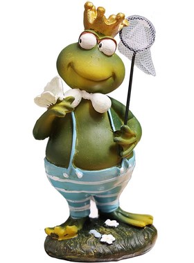 背带裤青蛙情侣创意庭院杂货家居客厅装饰摆件补网钓鱼花园系列