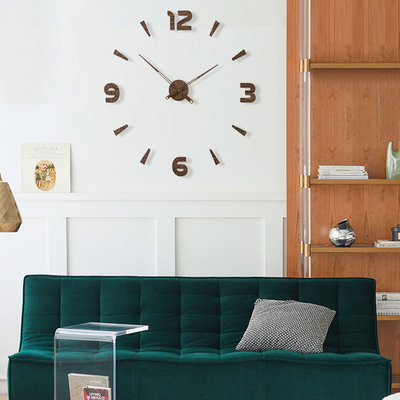 胡桃木数字时钟表复古简约客厅挂钟中式木纹墙贴壁钟 diy静音钟表,家居饰品,挂钟,淘宝优惠券,粉丝福利购,淘宝优惠卷