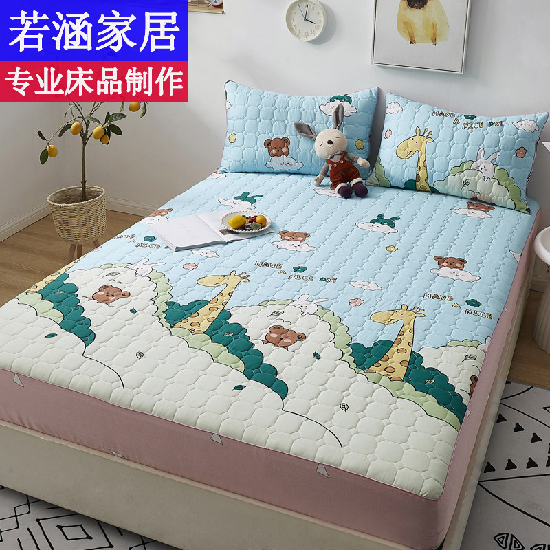 纯棉加厚床笠男女孩全棉卡通1.0夹棉床罩1.35儿童床垫套1.9米定做