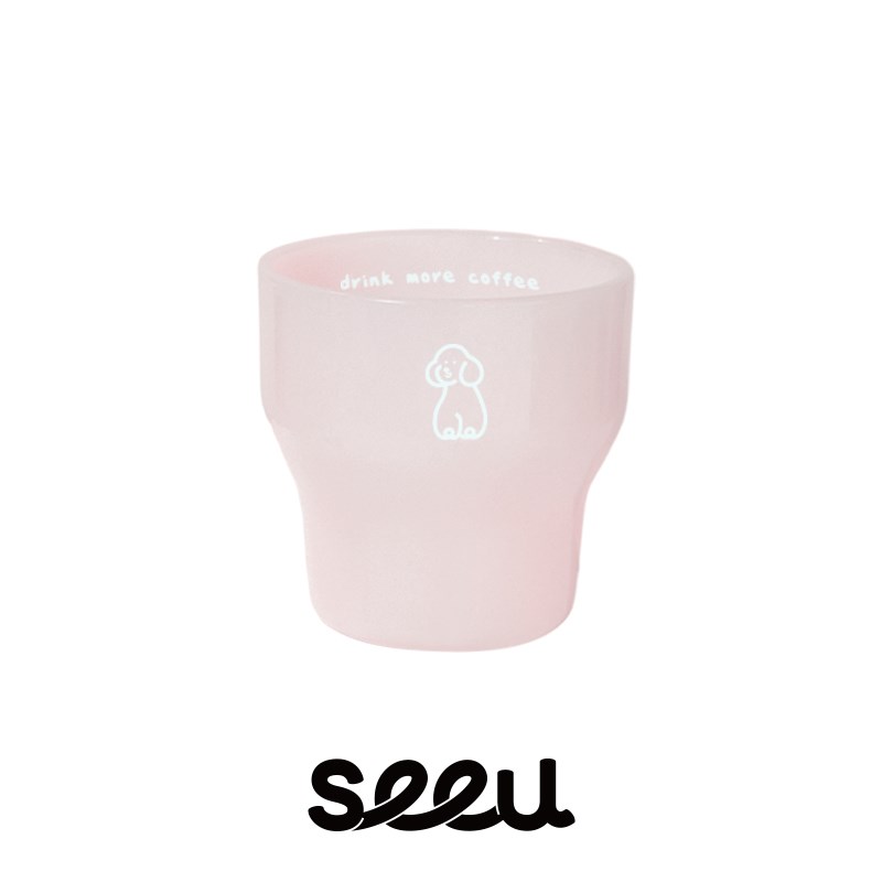 seeu水杯子玻璃杯女高颜值2024新款小狗杯冷饮杯牛奶杯家用简约