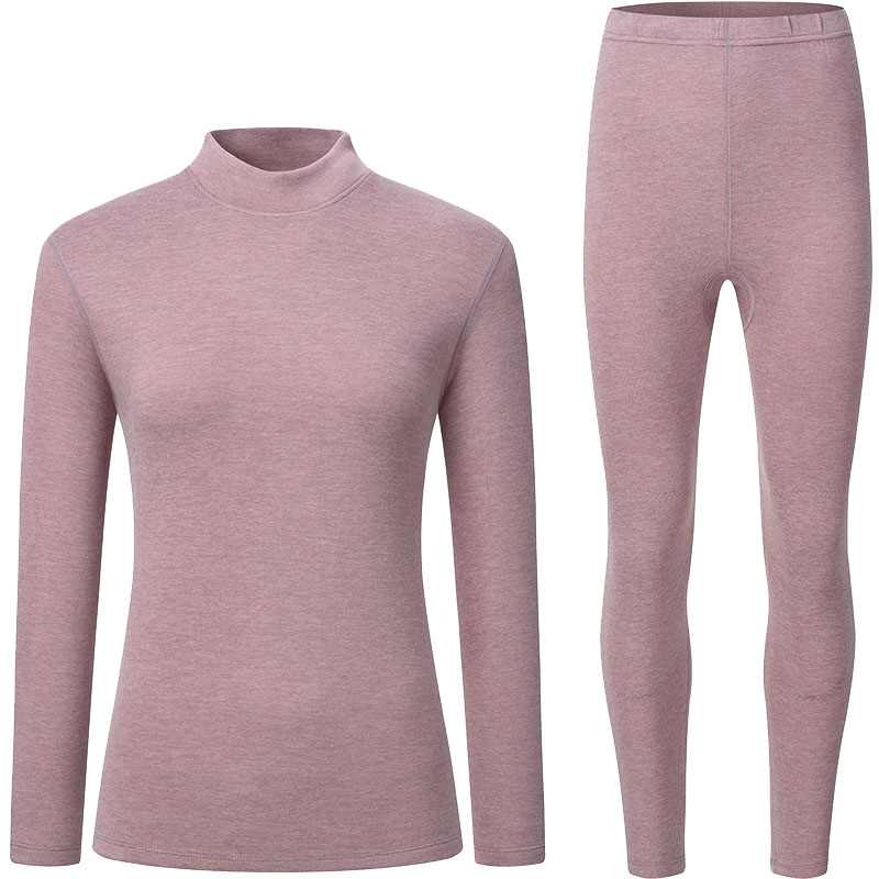 中老年人羊毛蚕丝发热衣女套装德绒发热羽绒打底衫男士秋衣卫生裤