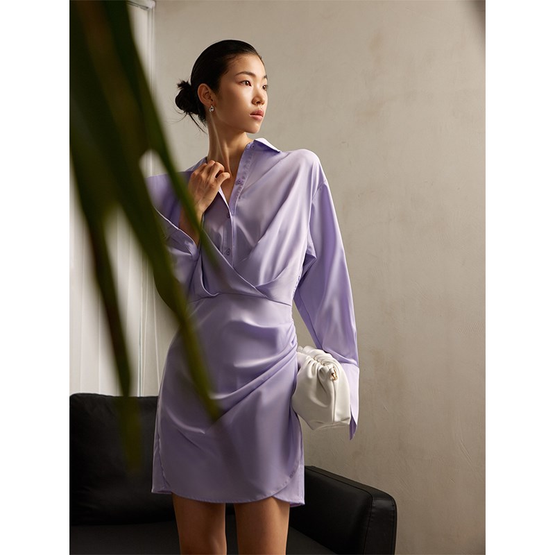 多件多折设计感衬衫连衣裙包臀裙紧身性感短裙女2025新款夏季