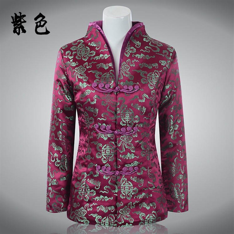 中青年女士唐装上衣中国风妈妈装春秋款中式汉服锦绣绸缎长袖外套