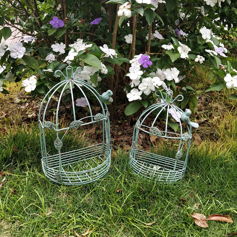 田园复古铁艺鸟笼壁挂墙壁挂件户外花园装饰庭院院子阳台园艺摆件
