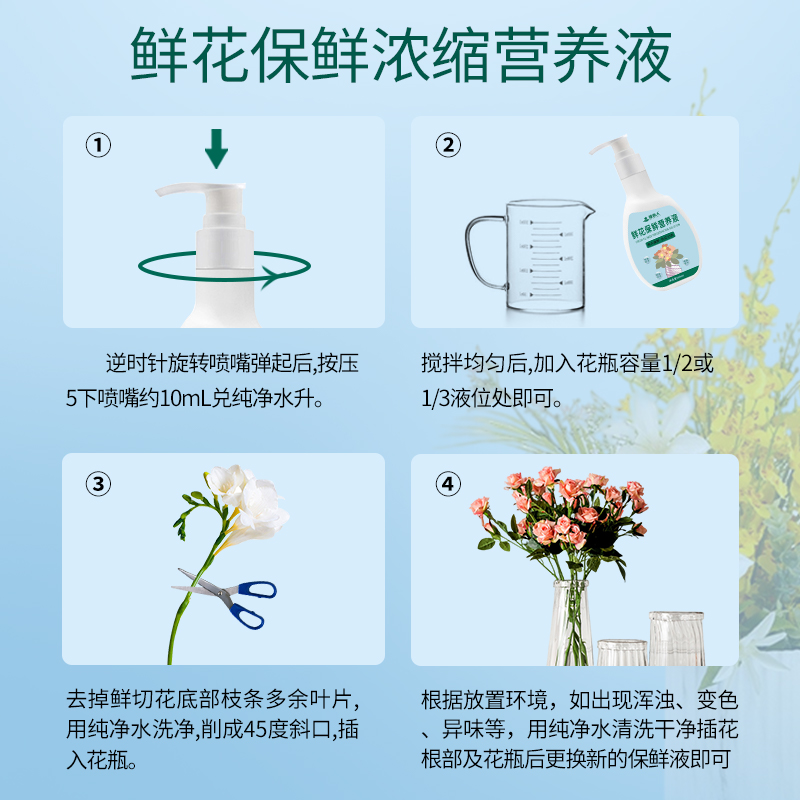 鲜切花保鲜营养液保鲜剂玫瑰百合植物通用型花店插花专用家庭装