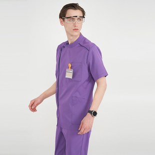 抗菌透气工作服男女款 灵客医师服洗手服圆领斜拉链款 夏季 套装 短袖