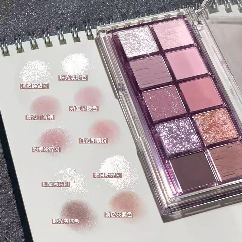 紫色系眼影盘清冷低饱和奶油仙紫10色珠光哑光多功能全套眼影新款
